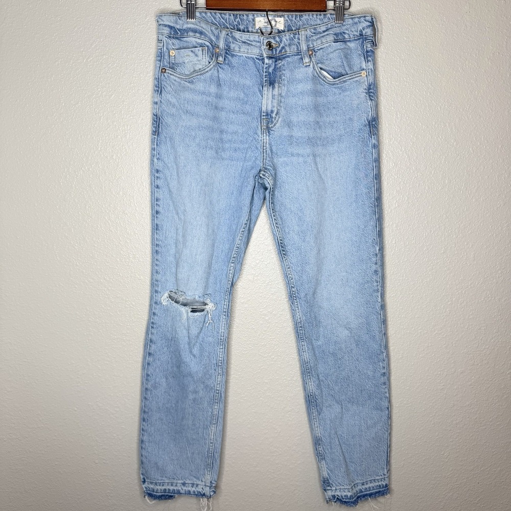 We The Free Jeans Womens 30 Light Wash Distressed Raw Hem 90s Grunge Ankle Crop